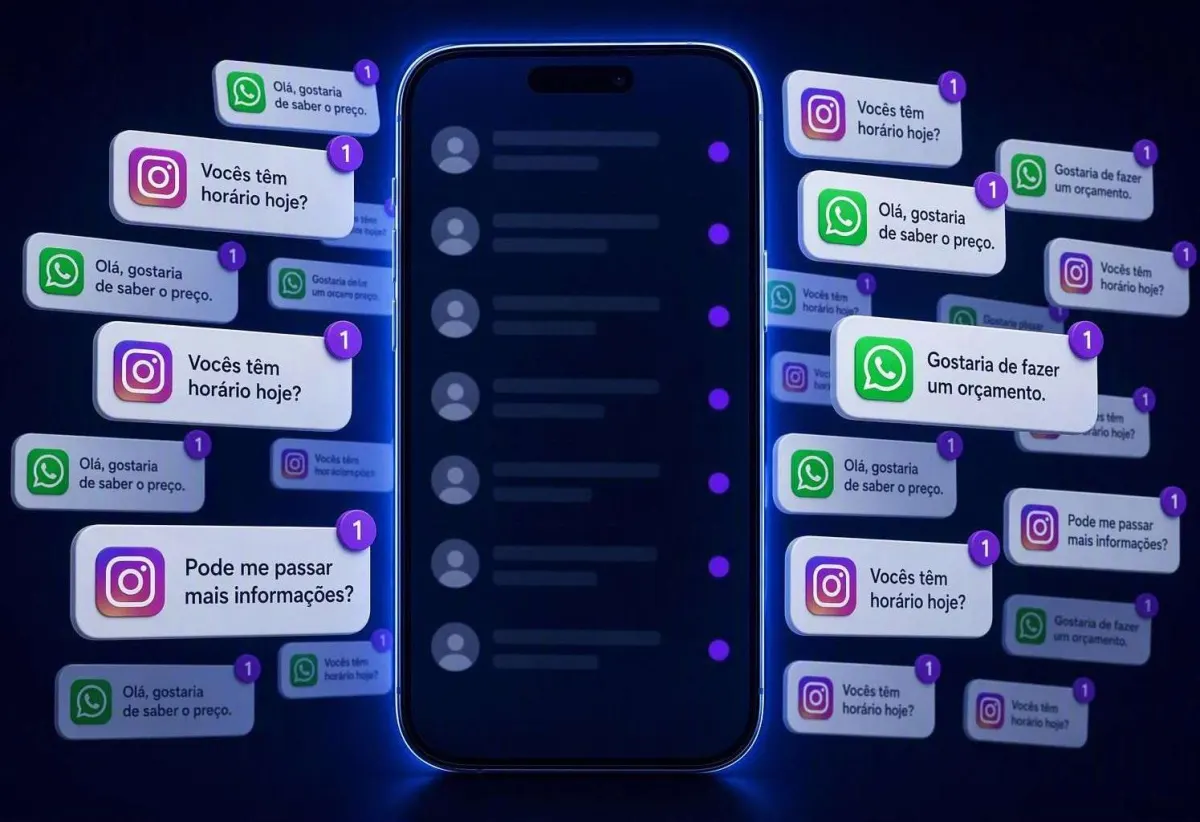 Celular recebendo várias mensagens de clientes ao mesmo tempo